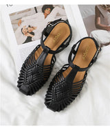 ZAROY Summer Women Gladiator Sandals Flat Ankle Strap Narrow Band Roman Shoes Casual Beach Vacation Hollow Out Big Size Sandalia