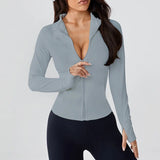 Autumn and winter professional yoga exercise jacket women's zipper tight quick-drying stand-up collar long-sleeved top  popular