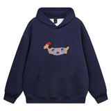 2026 Womens Casual Dog Print Hooded Sweatshirt Loose Long Sleeve O Neck Solid Color With Pockets Fashion Spring Summer Outwear