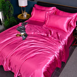 A/B Double-Sided Color Bedding Set Silky Satin Duvet Cover Bed Sheet Pillowcase Luxury Bedsheet King Queen Double Twin Size