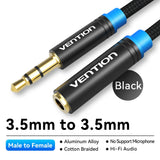 Vention Jack 3.5 Aux Extension Cable for Car Laptop Mini PC TV Xiaomi Huawei Stereo 3.5 mm Jack Headphone Speaker Cable Auxiliar