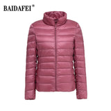 Women Short Puffer Jacket 2025 New Fashion Stand Collar Lightweight Water-Resistant Packable Female Down Parka Casual Coat