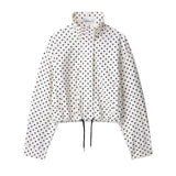 TARUXY Fashion Polka Dot Print Jacket Coat Women's Stand Collar Long Sleeved Workwear Coat Ins Hot Short Casual Female Jackets