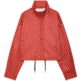 HXAO Polka Dot Bomber Jacket Women's Jackets Demi-Season Oversized Long Sleeve Top Outerwear Aviator Plus Size Zip Up Crop Coats