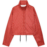 HXAO Polka Dot Bomber Jacket Women's Jackets Demi-Season Oversized Long Sleeve Top Outerwear Aviator Plus Size Zip Up Crop Coats