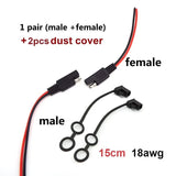 DIY SAE 12V 18AWG 15CM Power Automotive Extension Cable Male Female Plug Wire Connector Cable