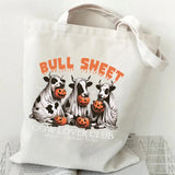 Women's Handbags Spooky Ghost Halloween Gift Canvas Shopping Bag Pumpkin Cute Ghost Halloween Tote Bags Retro Skeleton Handbags