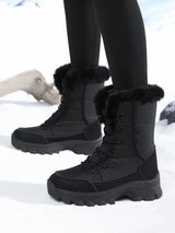 Winter Snow Boots for Women, Waterproof, Non-Slip, Warm, Northeast-Style Large Cotton Shoes, Ski Boots, Fleece-Lined, Thickened, Wear-Resistant, High-Top Cotton Boots