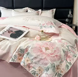 4pcs Light Luxury Style  120 Count Long Styl Cotton polyeste Embroidered Bedding Duvet Cover 200x230 220x240 Four Seasons