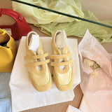 2026 Spring Autumn Women's Mary Janes | French Style Canvas Slip-on Flats | Wide Toe Box Velcro Soft Sole Casual Shoes