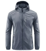 Men's UPF 50+ UV Protection Windbreaker Quick Dry Jacket Outdoor Sun-Protective Thin Hiking Fishing Cycling Hooded Sport Light