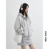 CHIC VEN Korean Women Sweatshirts Loose Casual New Hooded Female Top Drawstring Ladies Jacket Fleece Pullover Autumn Winter 2025