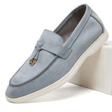 Desai Men's Faux Suede Loafers Metal Buckle Tassel Slip-on Casual Driving Shoes Lightweight Comfort