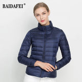 Women Short Puffer Jacket 2025 New Fashion Stand Collar Lightweight Water-Resistant Packable Female Down Parka Casual Coat