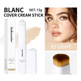 Lakerain Color Changing Foundation Stick Full Coverage Matte Finish Dual-Ended Brush & Stick Waterproof Smooth Foundation Makeup
