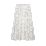 KONDALA Chic Embroidery Plaid Skirt Set Women Trendy 2026 Spring Summer Holidays Casual Set Puff Sleeve Shirts, A-Line Skirts