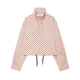 MUJER Polka Dot Bomber Jackets for Women Oversized Cropped Jacket Woman Long Sleeve Women's Jacket Fashion Winter Coat Female