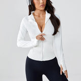 Autumn and winter professional yoga exercise jacket women's zipper tight quick-drying stand-up collar long-sleeved top  popular