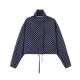 Polka Dot Print Short Coats Women's High Street Long Sleeve Jackets for Women 2026 Elegant Office Ladies Casual Outerwear