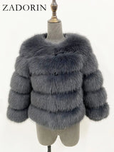 ZADORIN S-6XL Mink Coat Winter Black White Faux Fur Coat Woman Elegant Fluffy Faux Fur Jacket Top Short Fur Coats Woman Clothing