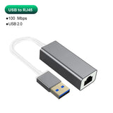 USB Type C Ethernet Adapter 1000Mbps USB 3.0 RJ45 Network Card For MacBook PC Windows XP 7 8 10 Android USB Lan Internet Cable