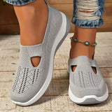 Women's shoes, casual sports shoes, solid color breathable sports soft-soled lightweight walking shoes, low-top knitted casual s