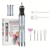 LINMANDA Rechargeable Electric Nail Grinder Nail Polishing Machine Portable Mini Electric Driil Pedicure Kit for Home Salon
