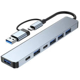 8in1 USB C Hub 4 USB Ports 1 USB-C Jack TF/SD Card Reader 3.5mm Audio Output for MacBook pro iPad pro iPhone 15 Laptop