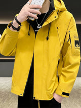 Autumn Lightweight Hooded Cargo Jacket Men Outdoor Windproof Coats Man Korean Fashionable Handsome Casual Hiking Jackets for Men