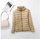 Light Down Coat Women Spring Jacket Fashion Short Ultra Lightweight Packable Puffer Coats Female Down Warm Slim Fit Parkas