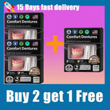 Temporary Adjustable Resin Full Dentures, Natural Bright White Smile, Easy Wear Cosmetic Dental Kit