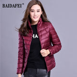 Women Short Puffer Jacket 2025 New Fashion Stand Collar Lightweight Water-Resistant Packable Female Down Parka Casual Coat