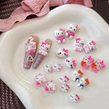 50Pcs Leopard Sanrio 3D Resin Nail Charms Mixed Kuromi My Melody Kitty Nail Parts DIY Manicure Decor Accessories