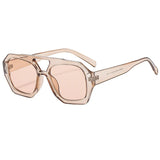 Hiking Women Fashion Polygonal Double Bridge Anti Light Glasses Luxury Minimalist Leopard Pattern Design Eyeglasses UV400