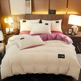 Warm Winter Duvet Cover Bedding Set Thick Solid Color Velvet Double Soft Quilt Cover Twin Queen King Comforter Cover Sets 220*24