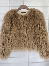 Colorful Warm Faux Women Fur Coat  Black White Pink Plush Coat Female Jacket Fur Autumn Winter Shaggy Outerwear High Street 2025