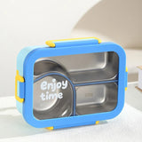 JUSTINLAU 304 Stainless Steel Lunch Box Compartment Leak-proof Student Office Workers Bento Box with Tableware Food Container