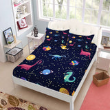 Jurassic Dinosaurs Children Fitted Sheet Set King Queen Double Full Size Bed Linen Set