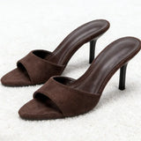 Summer Vintage Fashion Thin Low Heels Mules Slippers Women Design Female Sandals Slide Ladies Shoes Zapatos De Mujer