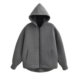 HH 2026 Casual Women's Soild Zipper Hoodie Long Sleeve Big Pocket Zipper Jacket With Hood Female Loose Outerwear Coat Tops