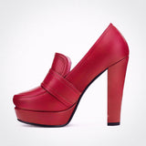 Round Toe High Heel Belt Buckle Women Single Shoes 2024 New Black Brown Spring  Autumn Waterproof Platform High Heels Size 34-43