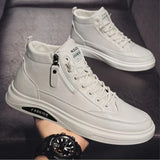 Men Boots Autumn High Top Leather Casual Shoes Fashion Cotton Shoes Flat Ankle Boots Business Outdoor Shoes Man Sneakers New