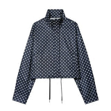 MUJER Polka Dot Bomber Jackets for Women Oversized Cropped Jacket Woman Long Sleeve Women's Jacket Fashion Winter Coat Female