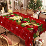 Christmas Rectangle Tablecloth, Poinsettia Design Tablecloth For New Year Party And Dinner Christmas Table Decor Tablecloth