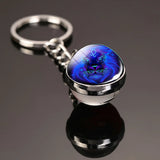 12 Constellation Key Chain Luminous Double Sided Glass Ball Pendant 12 Zodiac Key Chain Fashion Birthday Gift for Men and Women