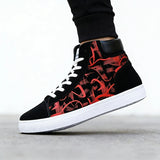 Street Style Fashion Sneakers Mens Casual Shoes Flat Breathable High top Black Red Brand Male Footwear