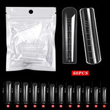 60 Pieces/Bag Uv Gel Polishing Fast Building Mold Acrylic Fake Nail Art Reminder Dual System Nail Accessories Extension Nail Form