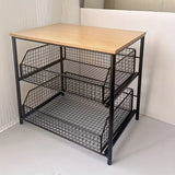 1 space saving kitchen countertop storage rack with drawers and metal baskets - sturdy multi-layer storage rack