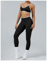 Sculpting Color Block Yoga Set with Tummy Control Shorts