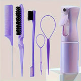 6pcs/Set Hair Brush Set Hairdressing Spray Bottle Hair Braiding Loop Rat Tail Comb Teasing Hair Brsuh Edge Control Hair Brush
